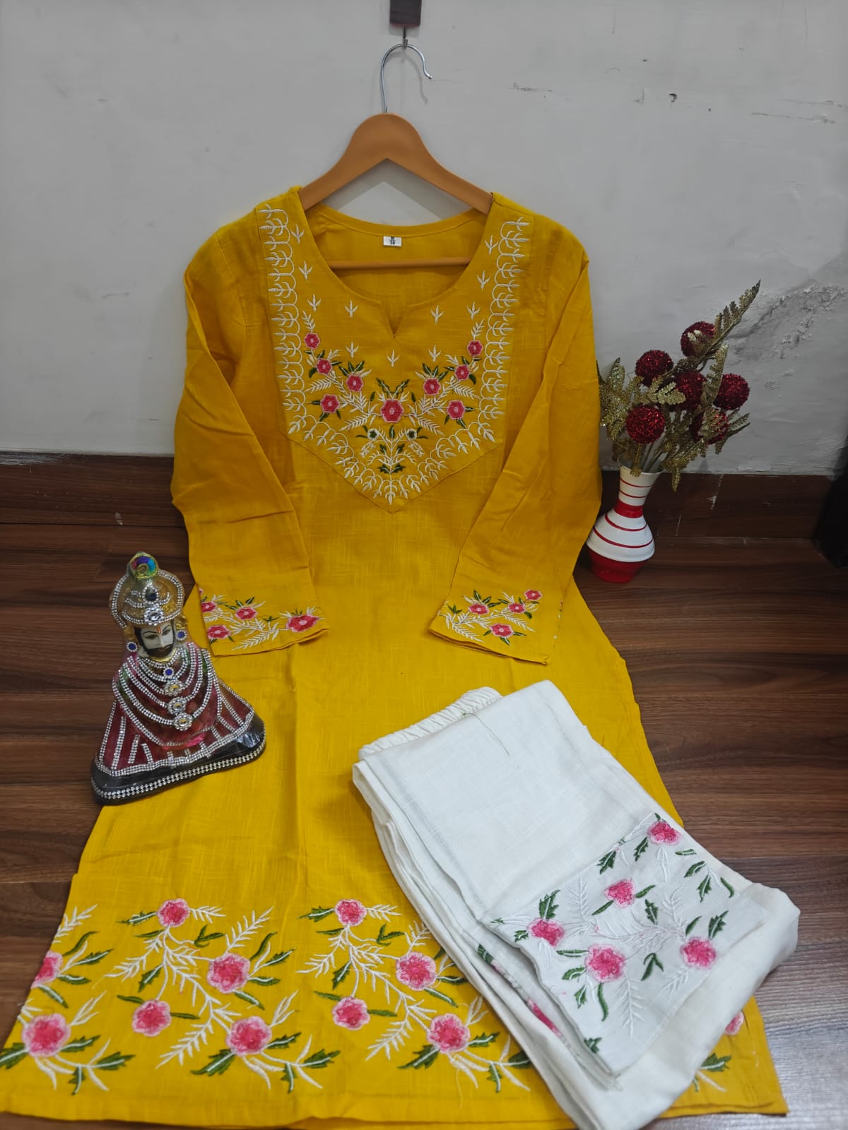 Beautiful Pure Cotton Cord Set With Embroidered Work