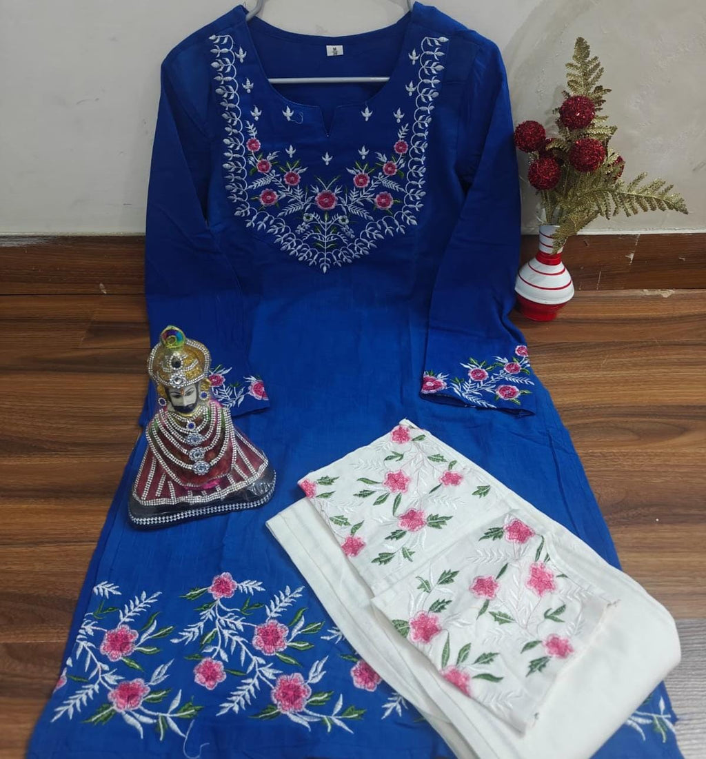 Beautiful Pure Cotton Cord Set With Embroidered Work