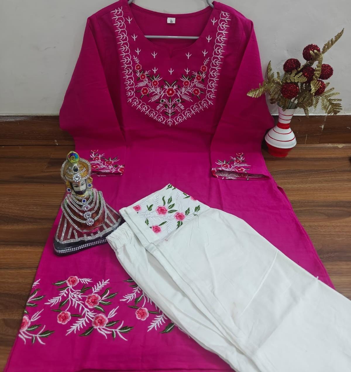 Beautiful Pure Cotton Cord Set With Embroidered Work