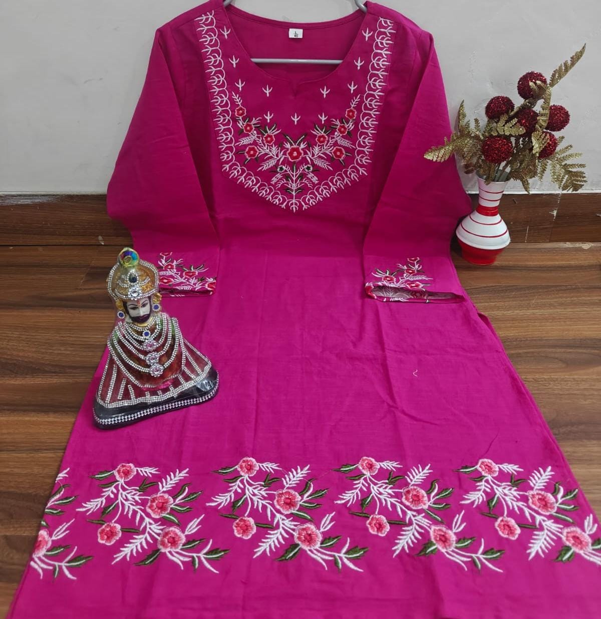 Beautiful Pure Cotton Cord Set With Embroidered Work