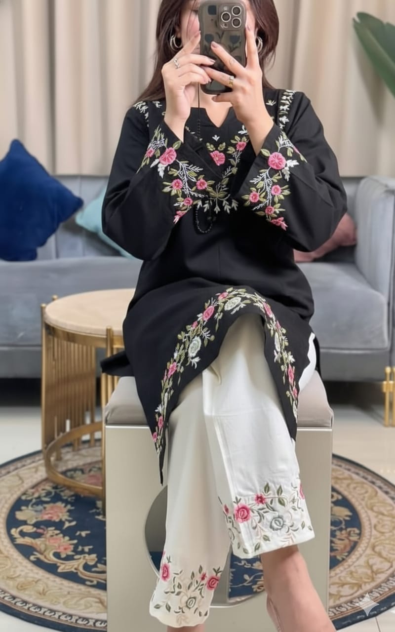 Beautiful Pure Cotton Cord Set With Embroidered Work