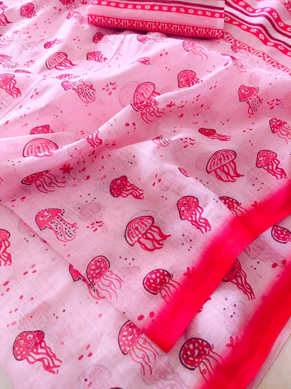 💖 Pure Lilen Printed Saree 💖