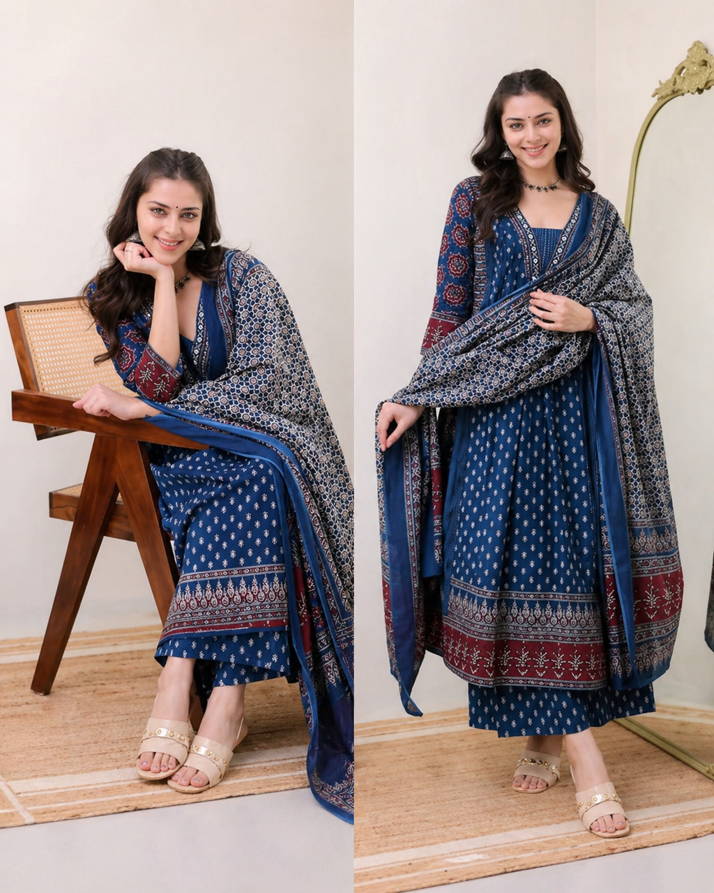 💖Elegant Pure Cotton Anarkali Set – Grace Meets Comfort💫