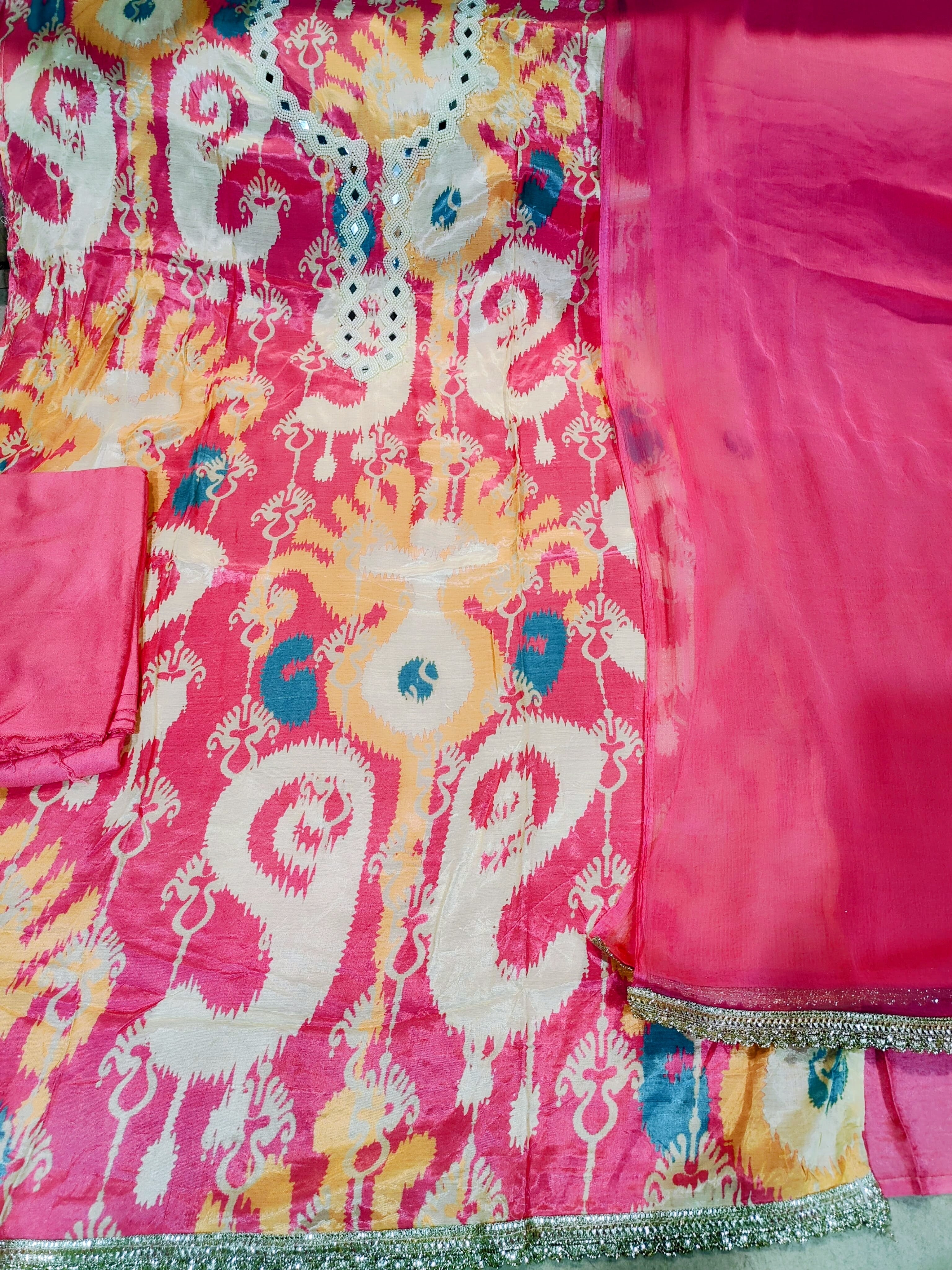 Pure Muslin Silk Party Wear Unstitch Suit With Handwork 💖