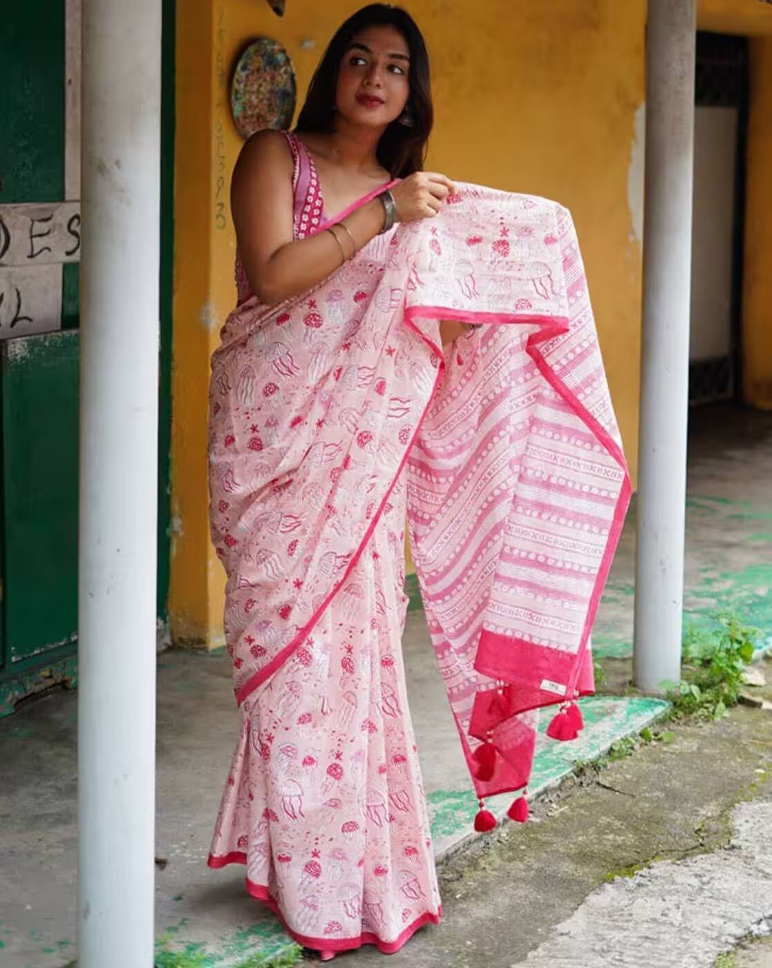 💖 Pure Lilen Printed Saree 💖