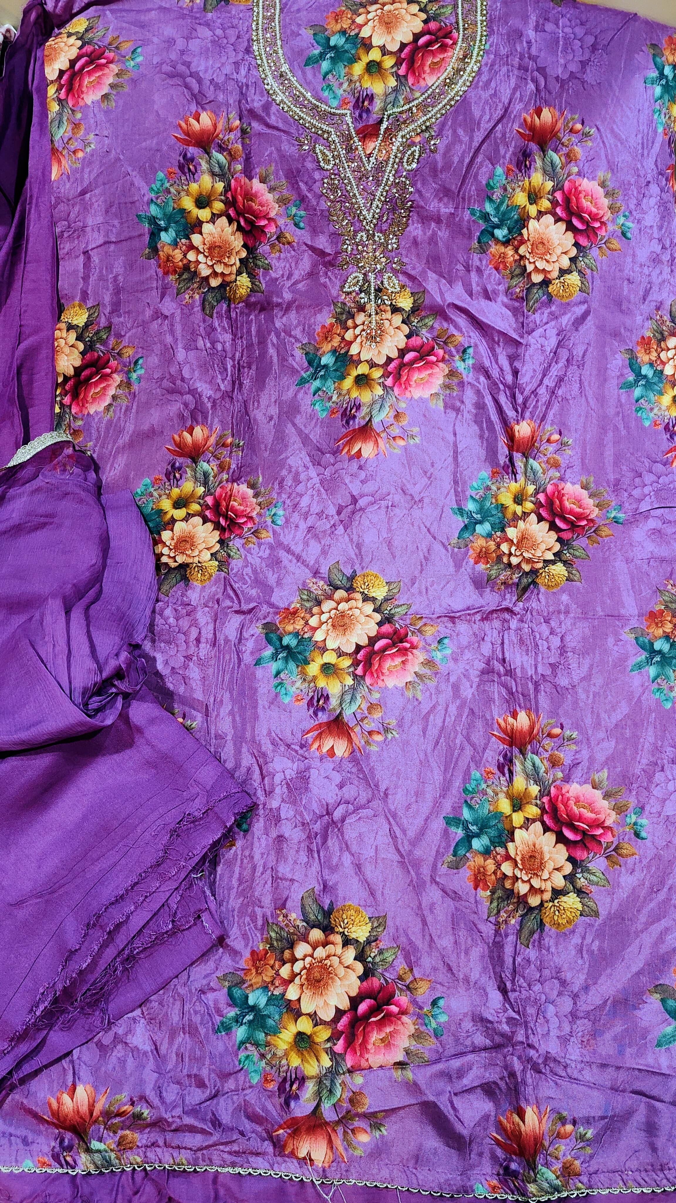 Pure Muslin Silk Party Wear Suit With Handwork 💖