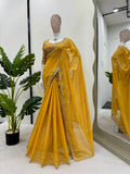 💖Beautifully Designer Sareee on Tibby silk Febric