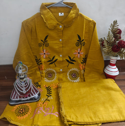 Party Wear Cotton Cord-Set with Work