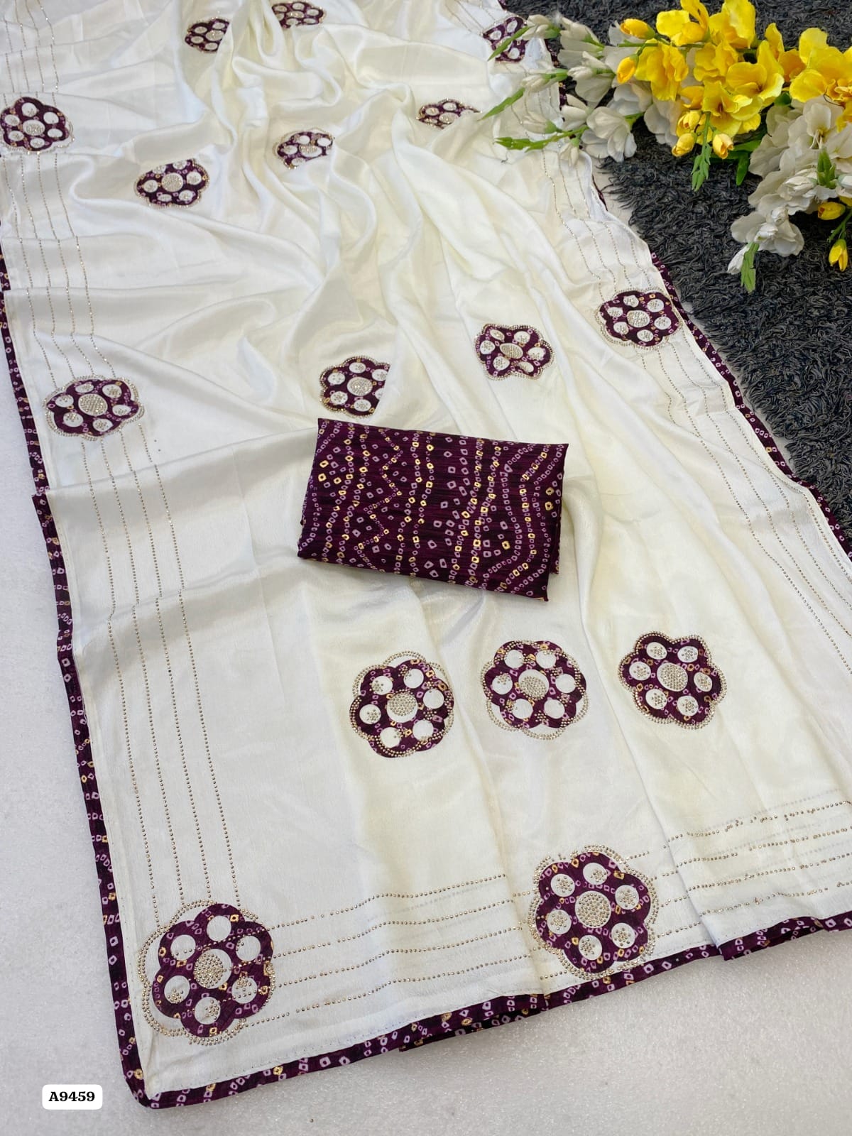 Beautiful Party Wear Pure Chinon Saree