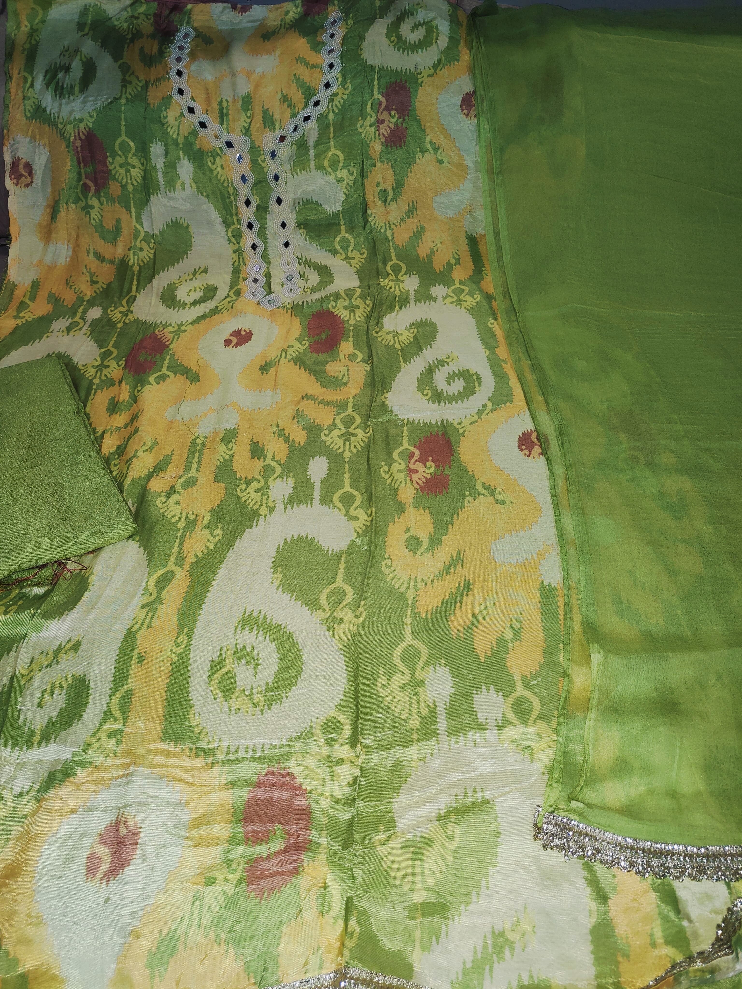 Pure Muslin Silk Party Wear Unstitch Suit With Handwork 💖