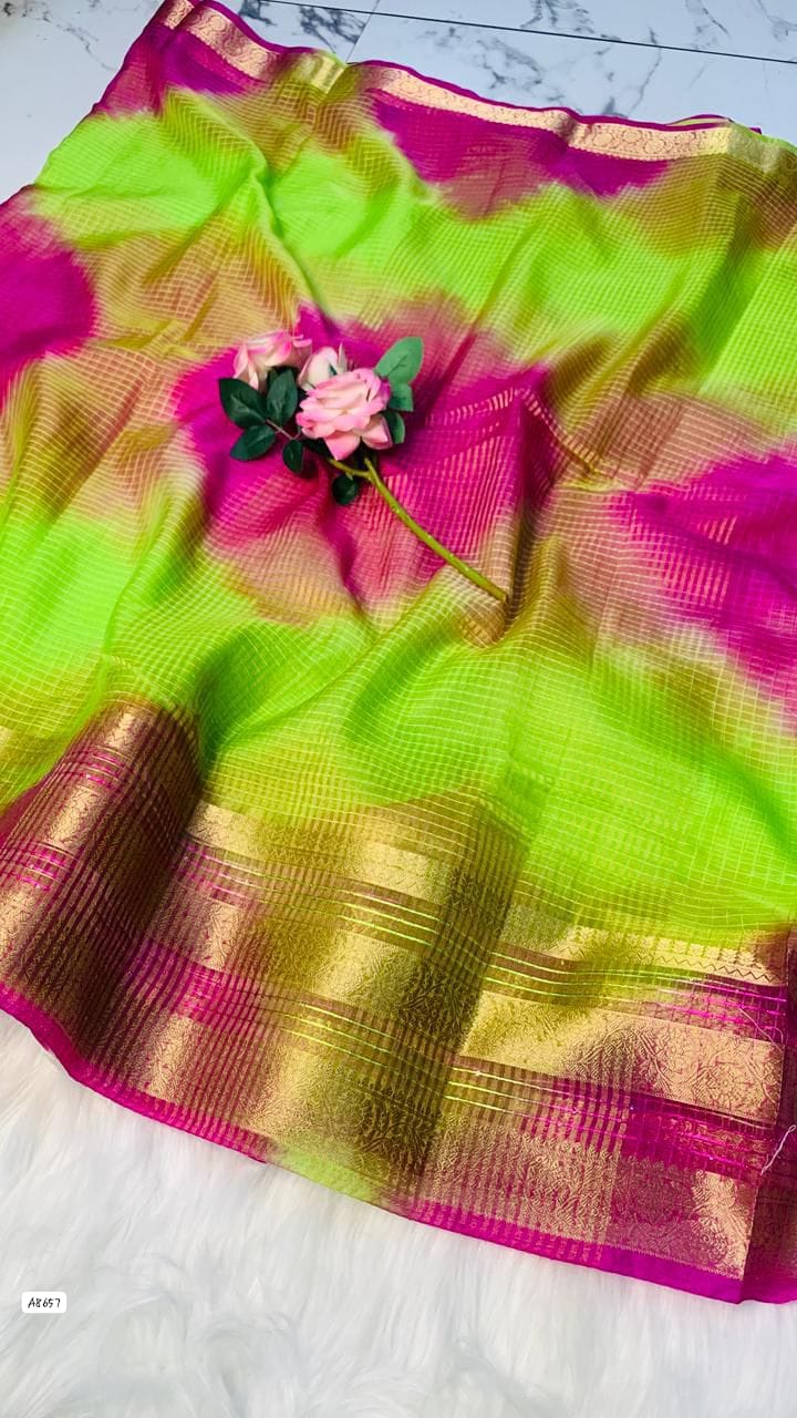 Organza Kerala checks Saree