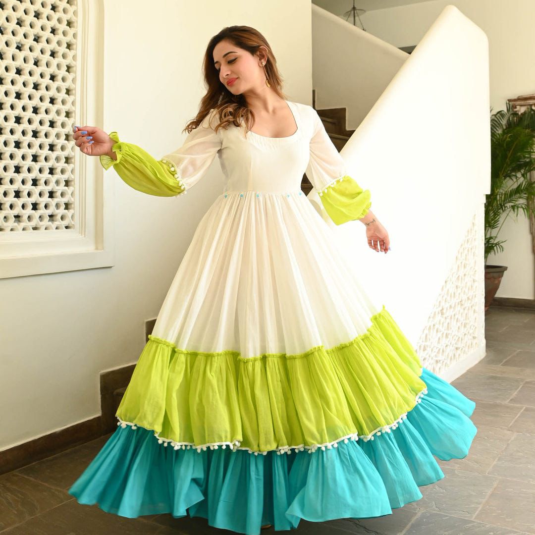 💖 Pure Cotton Party Wear Anarkali Dress 💖