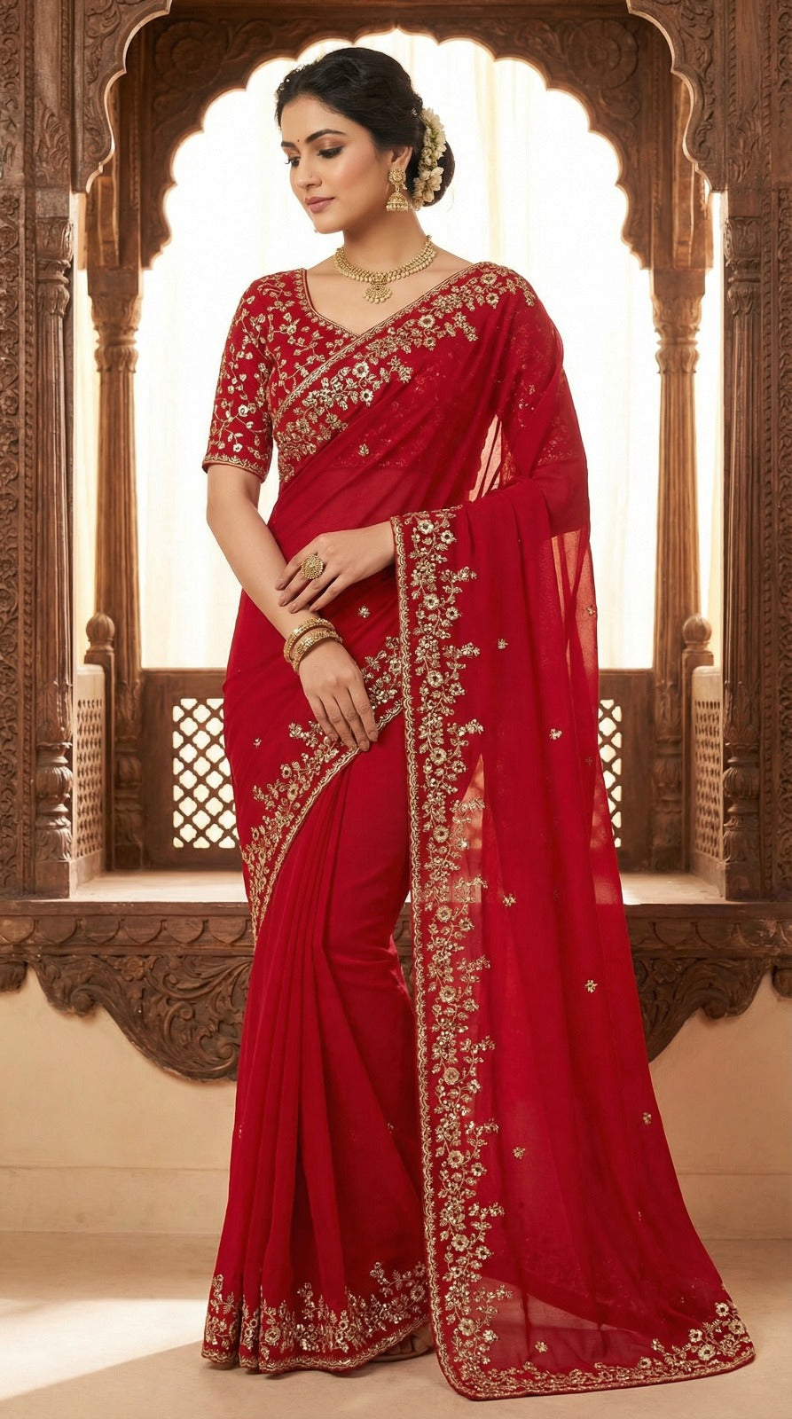 Beautiful Party Wear Saree with Handwork