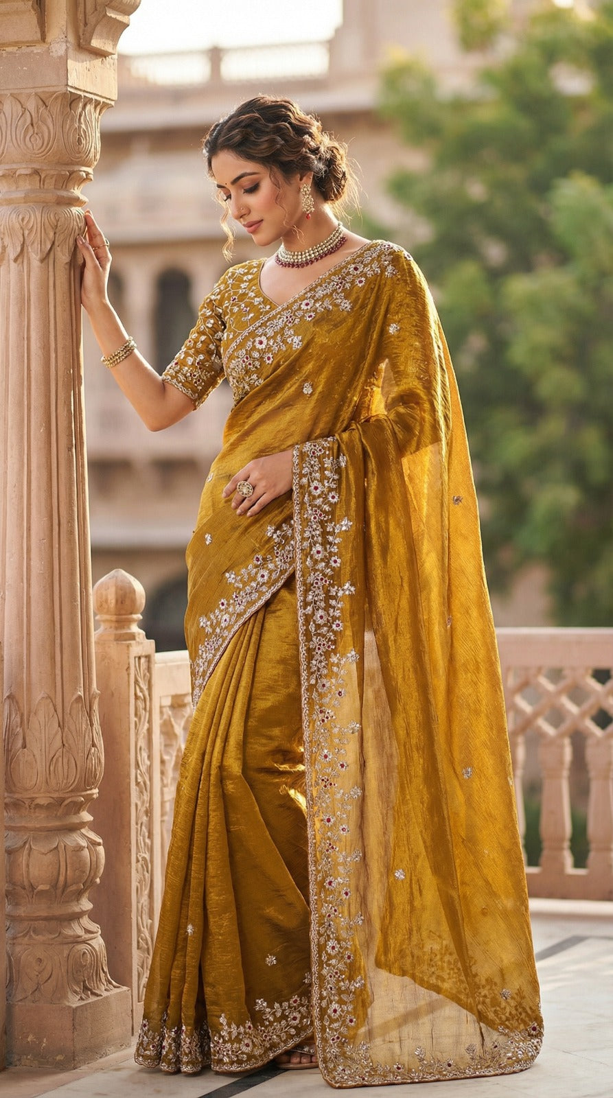 Beautiful Party Wear Saree with Handwork