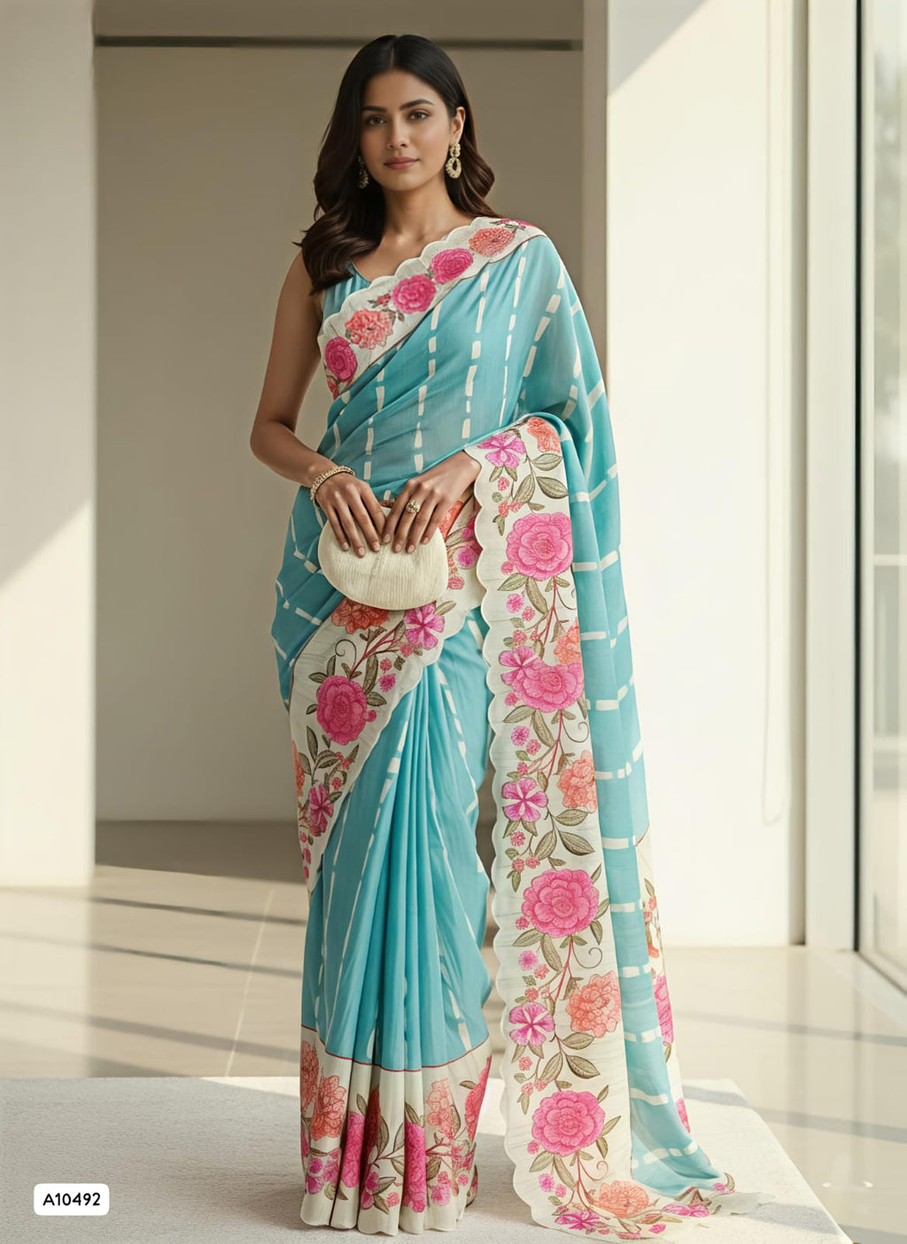 Tussar Silk Saree With Floral Digital Print 👌🏻