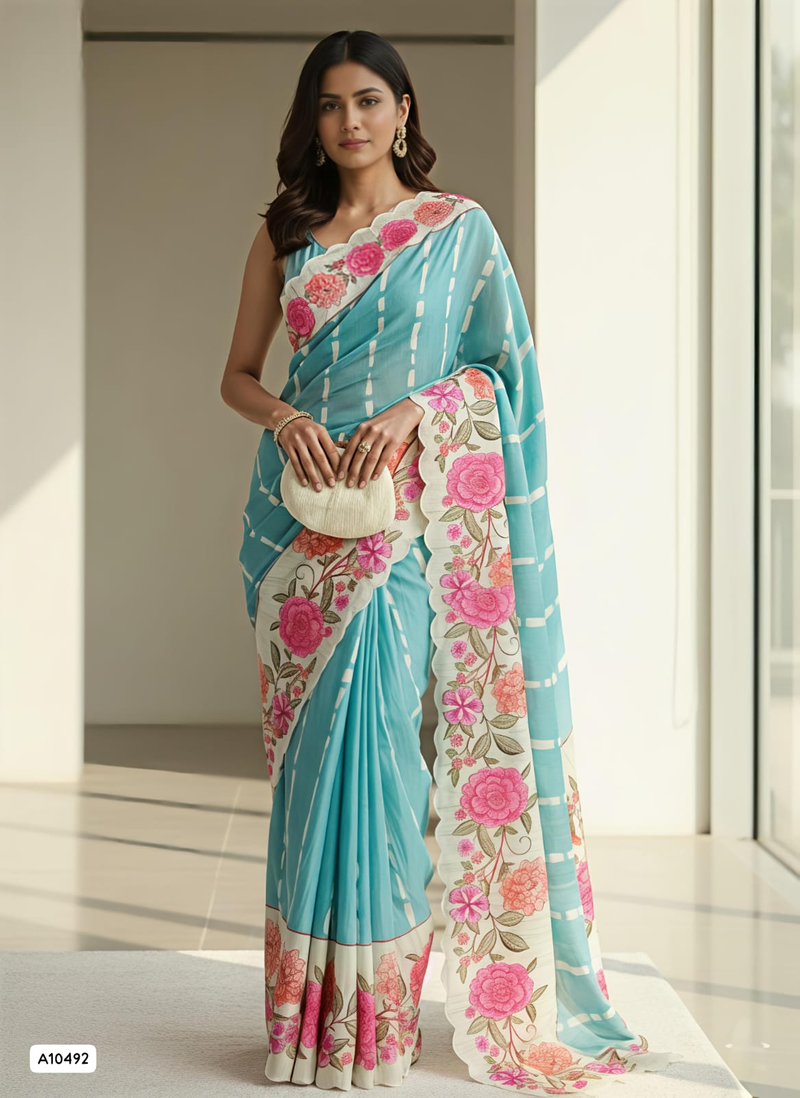 Tussar Silk Saree With Floral Digital Print 👌🏻