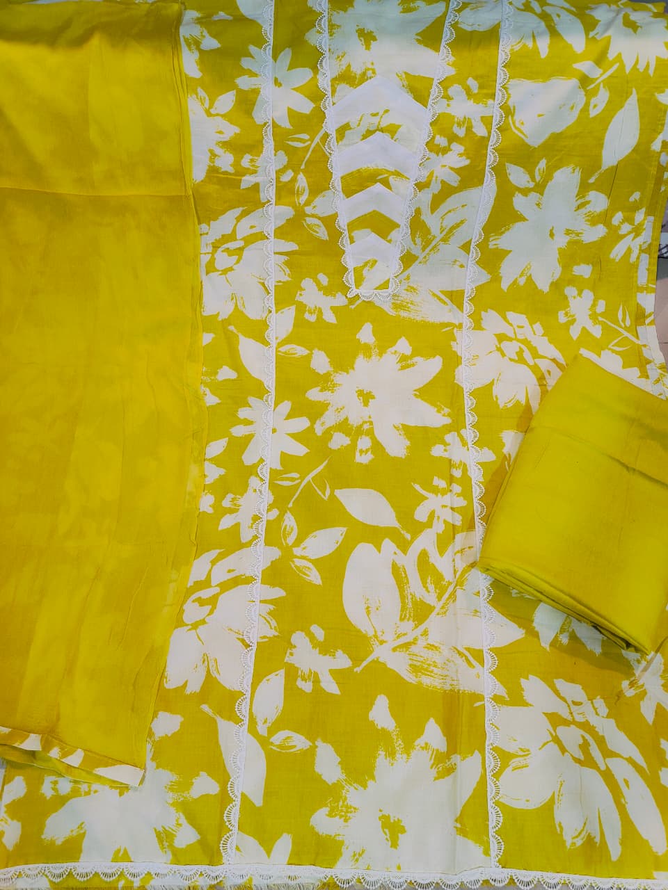 💛 Yellow Floral Printed Cotton Suit Set 💛