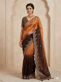 💫Premium Fandi Silk Double Shade Saree with Sequins Zari Work