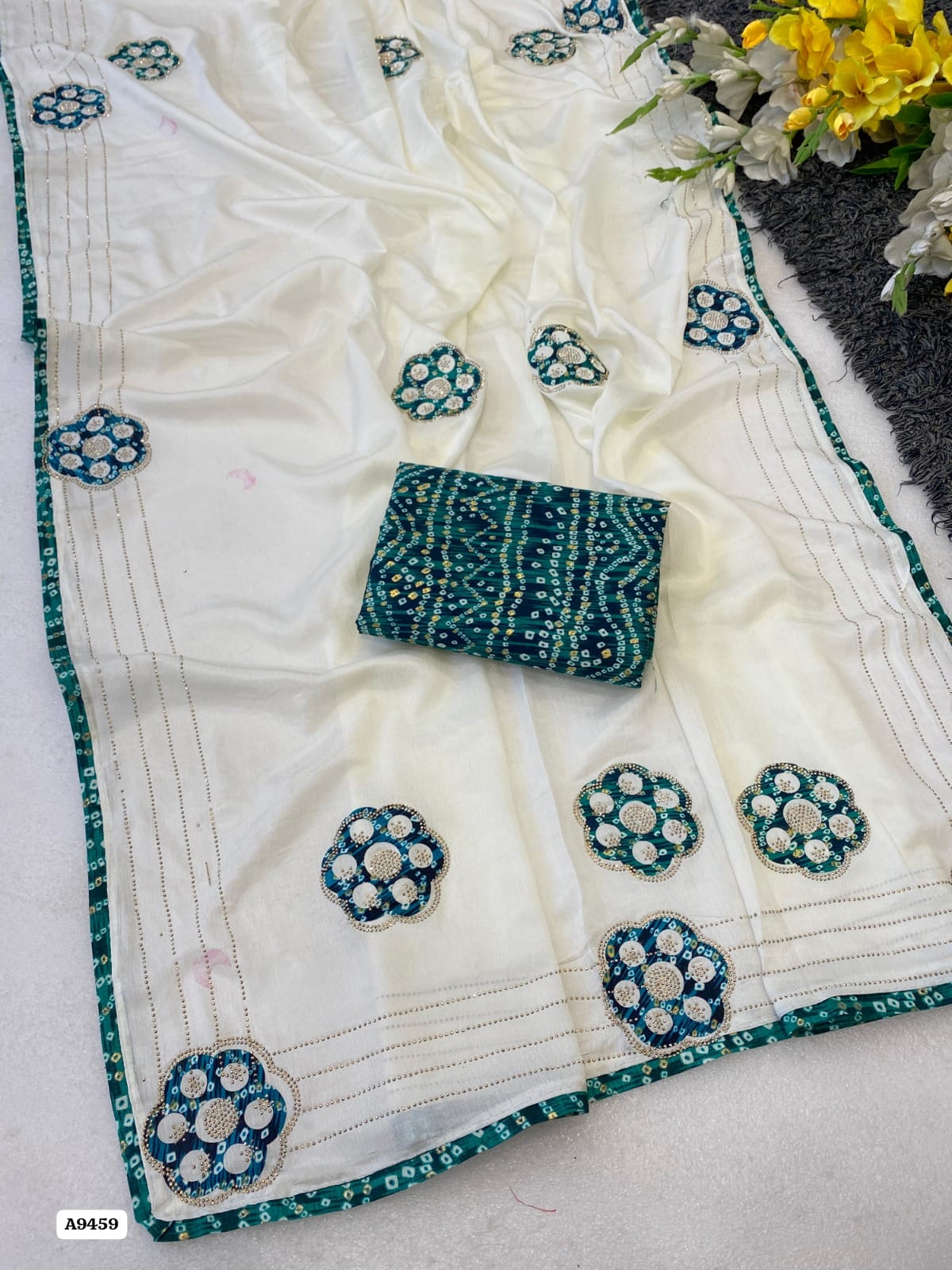 Beautiful Party Wear Pure Chinon Saree