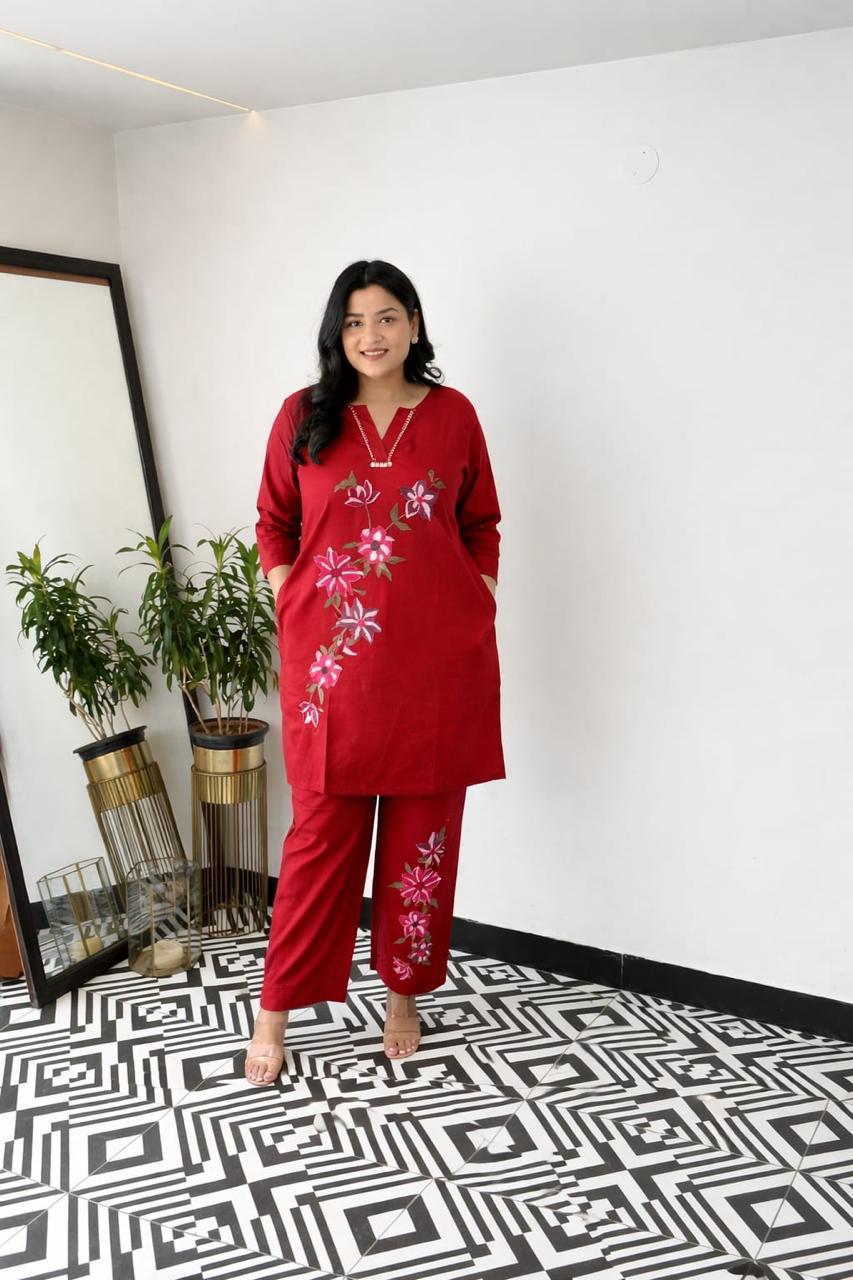 Pure Cotton Cord-Set with Embroidery Design