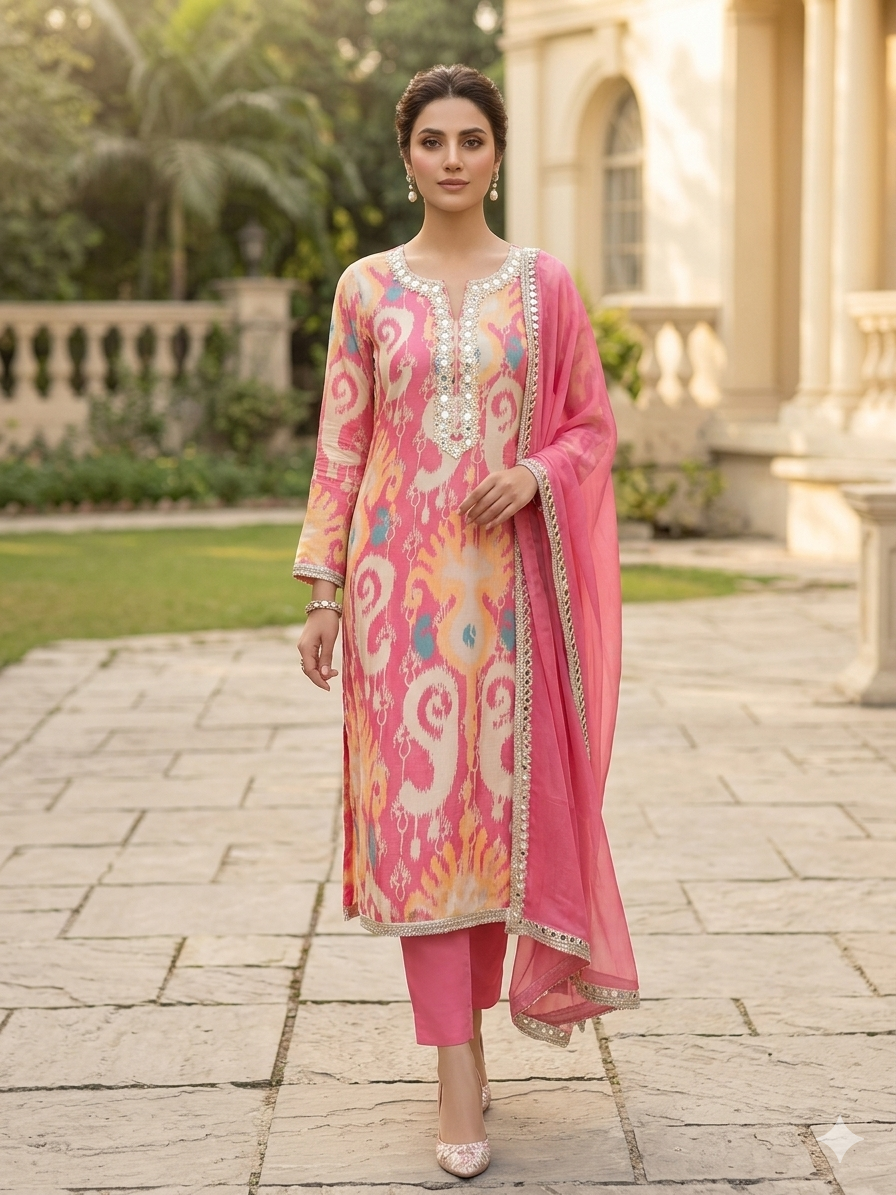Pure Muslin Silk Party Wear Unstitch Suit With Handwork 💖