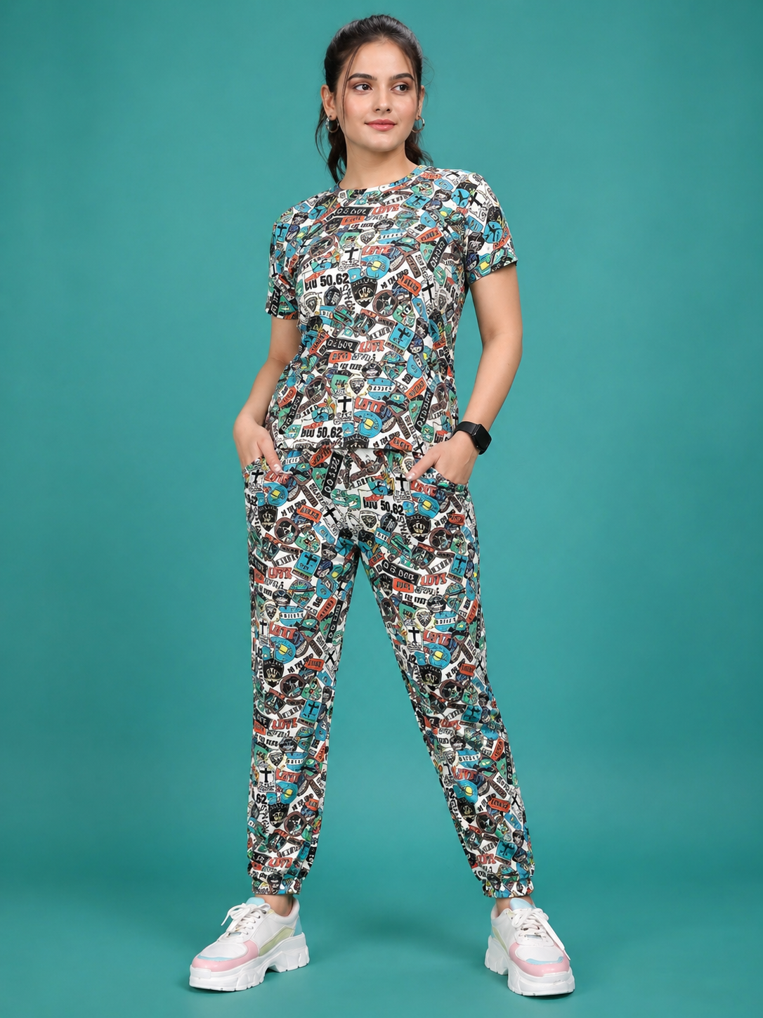 Printed Night Dress Set