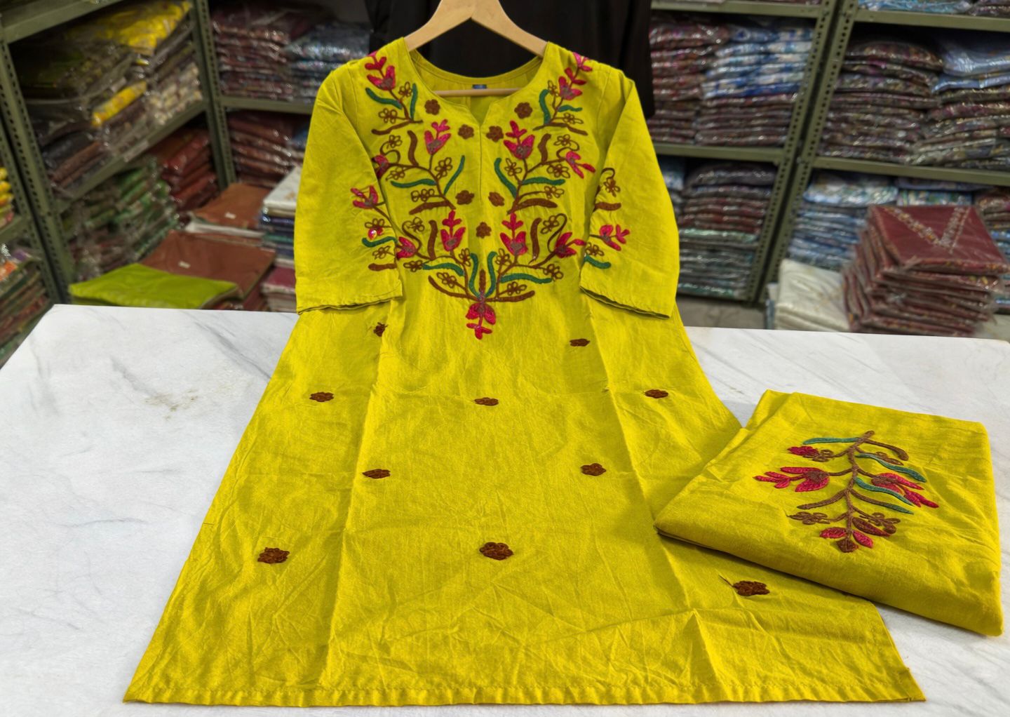 Party Wear Cotton Cord-Set with Work