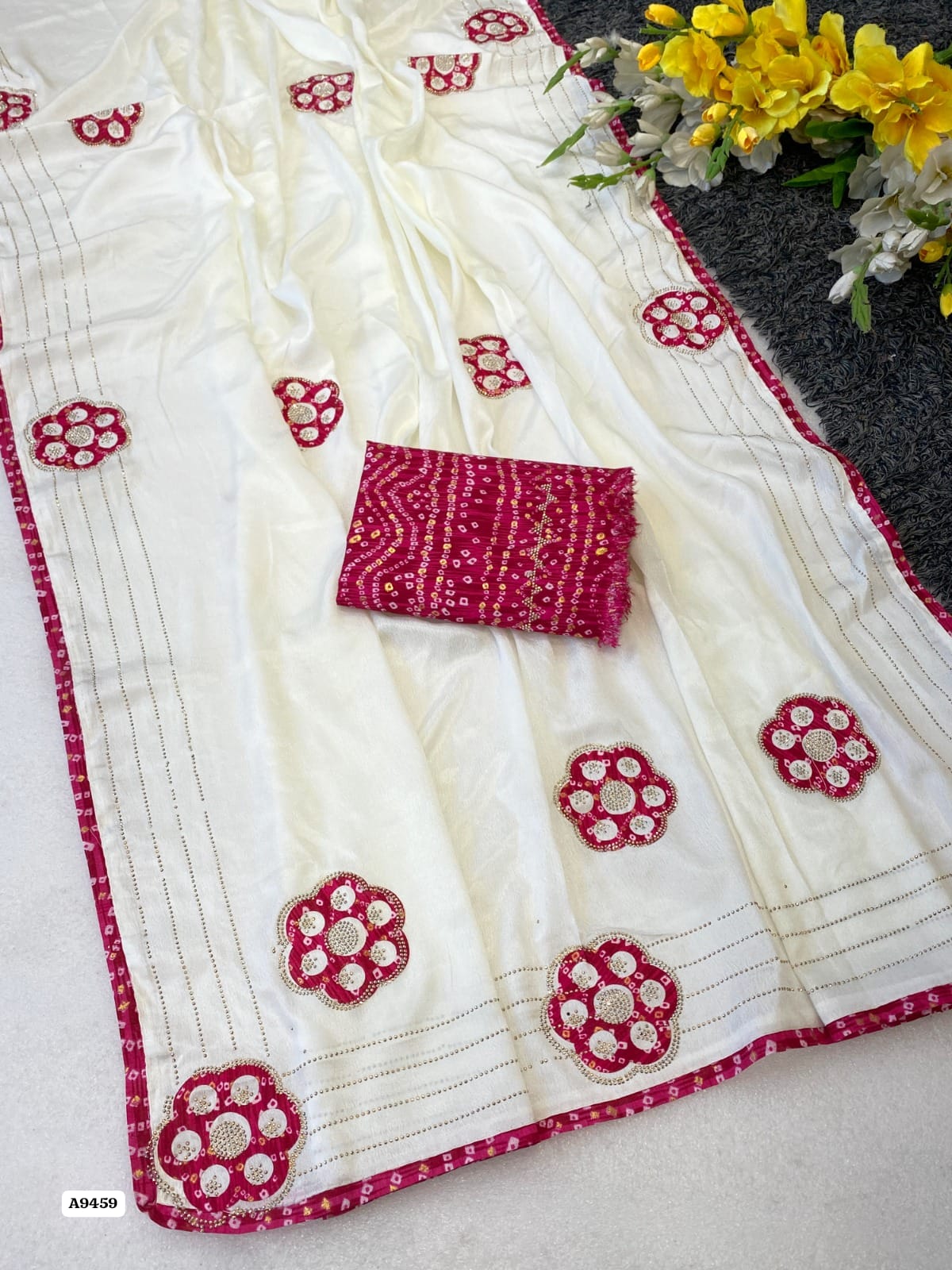 Beautiful Party Wear Pure Chinon Saree