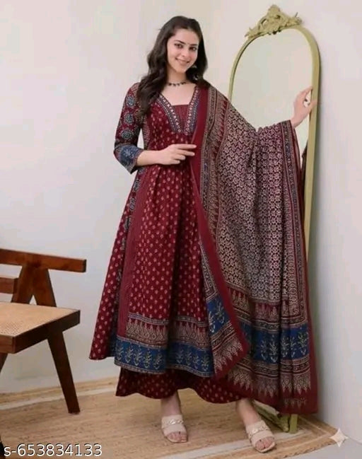 💖Elegant Pure Cotton Anarkali Set – Grace Meets Comfort💫