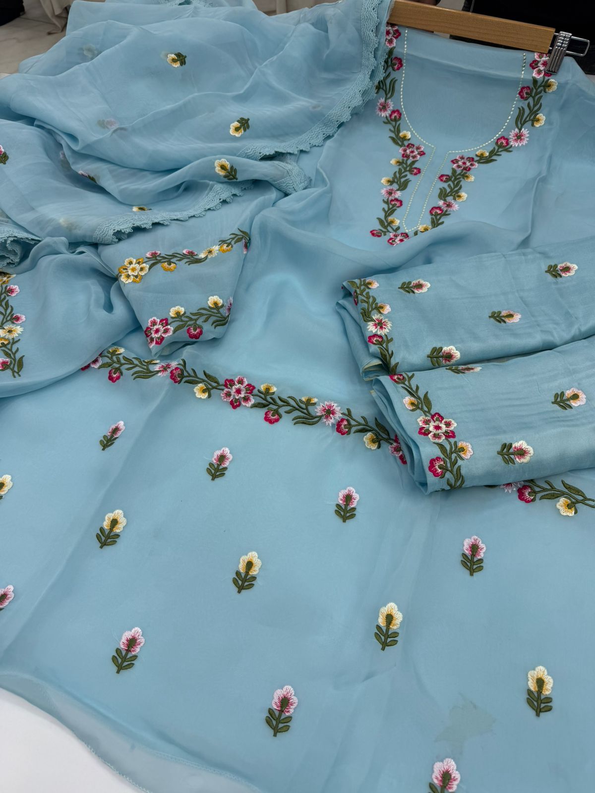 Party Wear Punjabi Suit in Sky blue 💙 colour