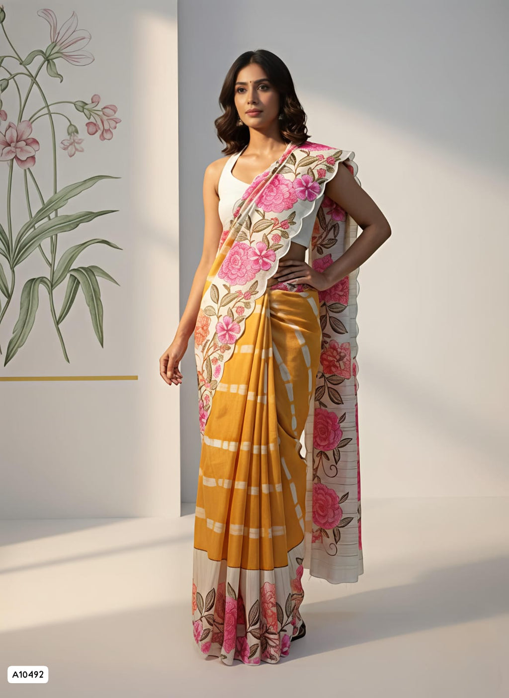 Tussar Silk Saree With Floral Digital Print 👌🏻