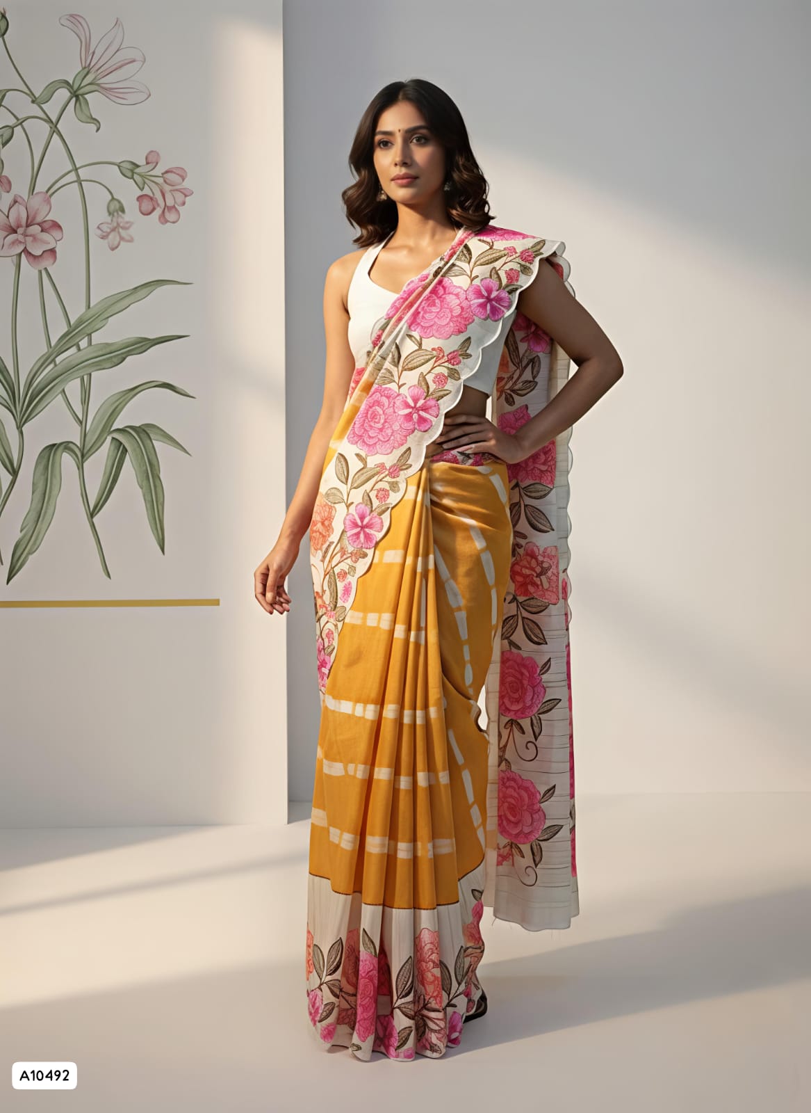 Tussar Silk Saree With Floral Digital Print 👌🏻