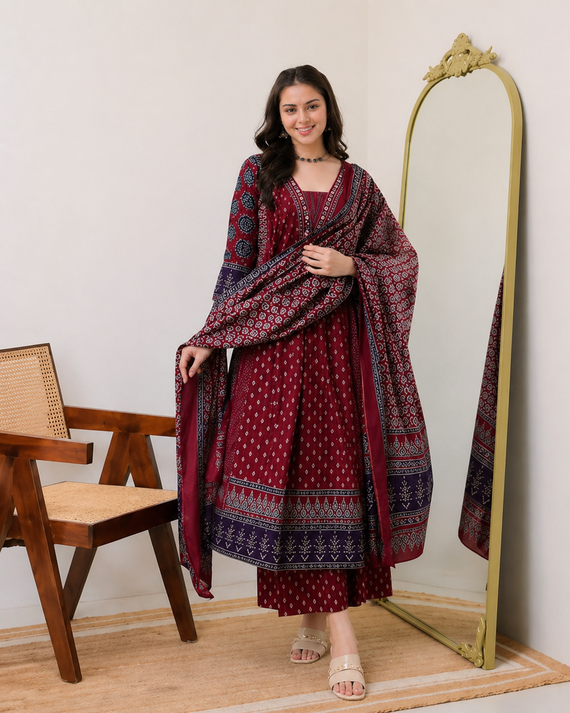 💖Elegant Pure Cotton Anarkali Set – Grace Meets Comfort💫
