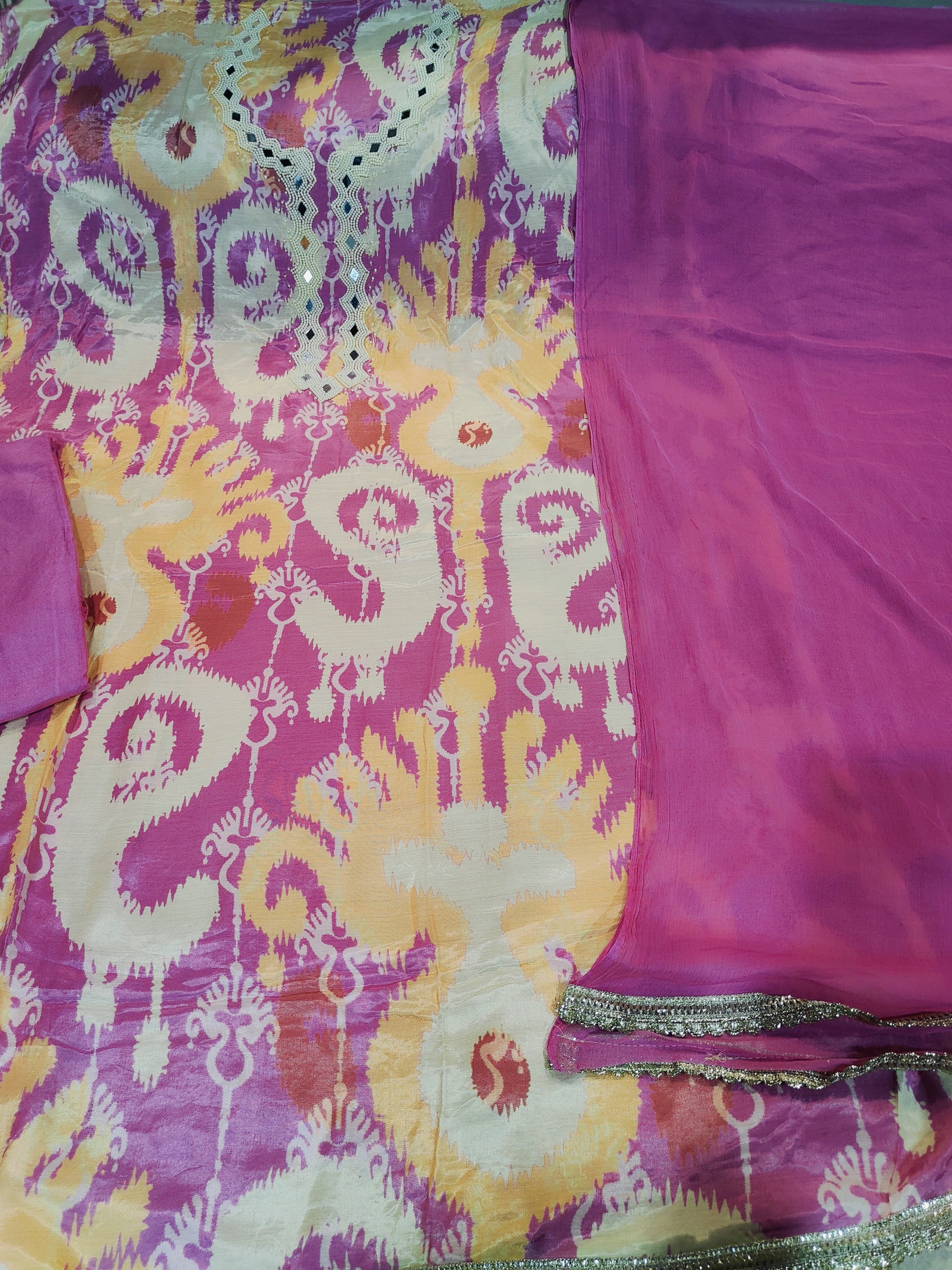 Pure Muslin Silk Party Wear Unstitch Suit With Handwork 💖