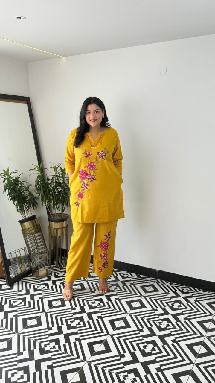 Pure Cotton Cord-Set with Embroidery Design