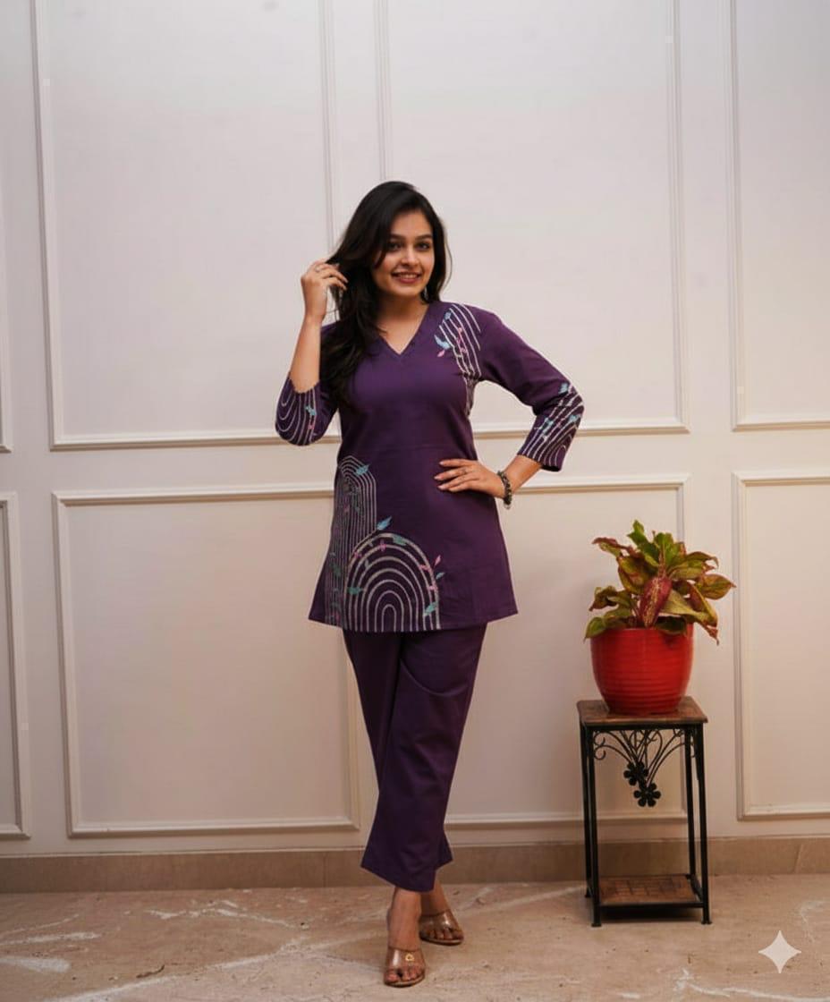 Pure Cotton Cord-Set with Beautiful Embroidery Work